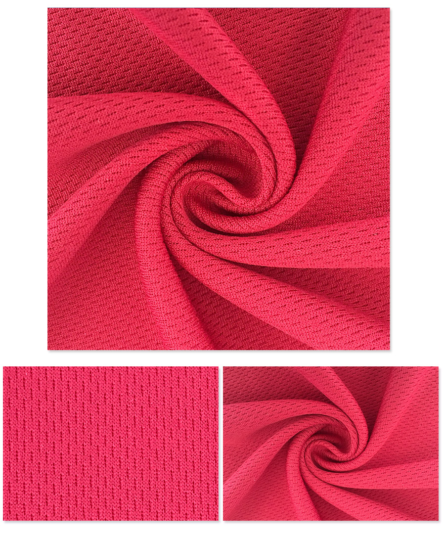 Red 1.6M 170G Knit Poly Sport Shirt Birdeye Fabric